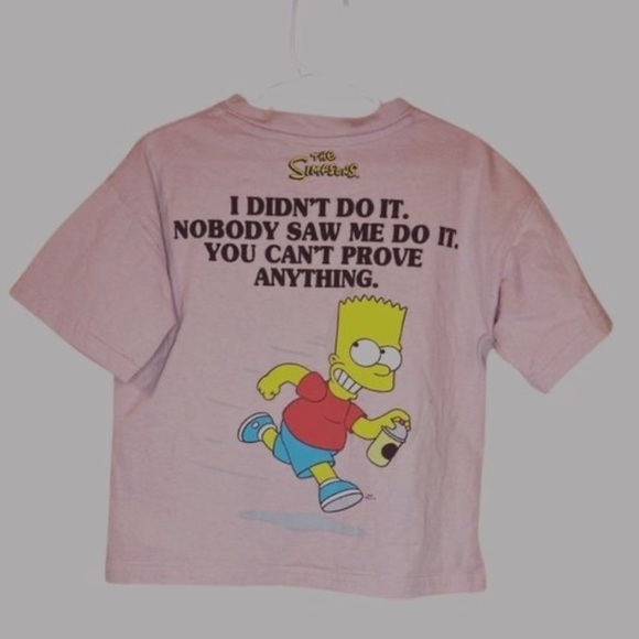 The Simpsons “El Barto” Kids Tee by Zara, Light Pink, Size 6 Kids, Preowned - Picture 1 of 9